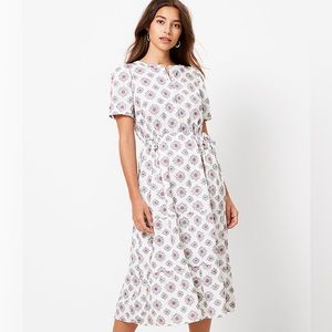 LOFT Medallion Side Tie Midi Dress